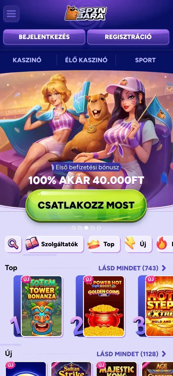 Mobiljáték a Spinbara kaszinóban